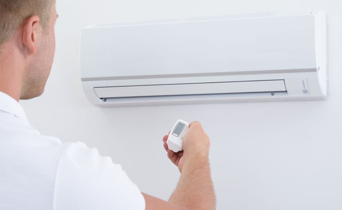 Air conditioning units mounted on a wall